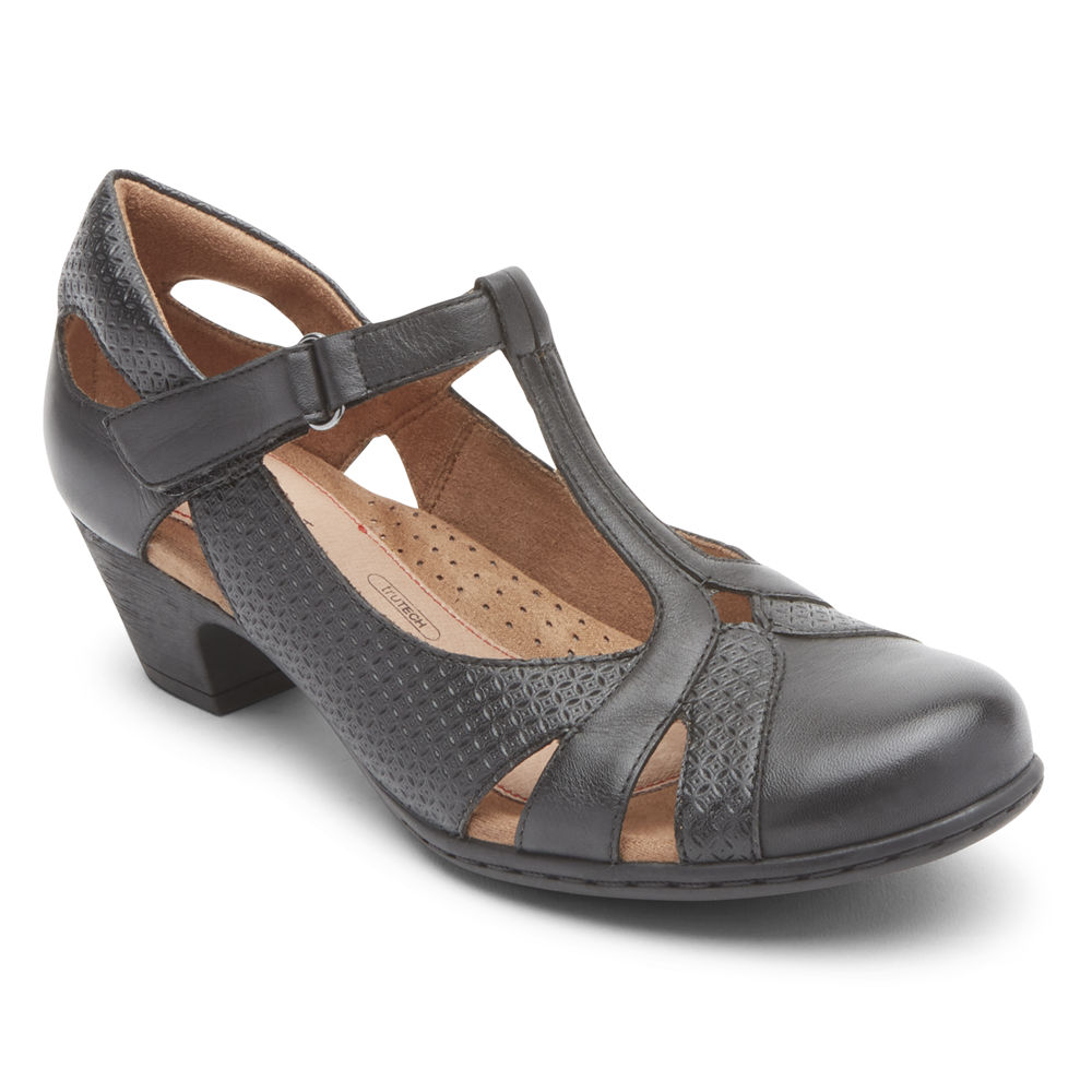 Zapatos De Tacones Rockport Mujer Mexico - Brynn T-Strap Negros - VMOLQ5096